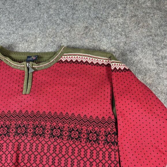 Skjaeveland Sweater Mens Large Pullover 1/4 Zip Cotton Nordic Norway Jumper Ski - Picture 2 of 9